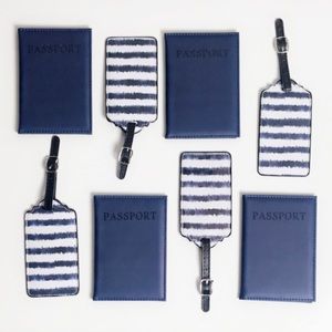 Navy Passport holder and luggage tag set